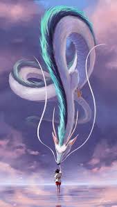 dragon children illustration digital painting clouds haku chihiro spirited away anime anime girls sky creatur in 2020 studio ghibli art ghibli art fantasy art dragon children illustration digital