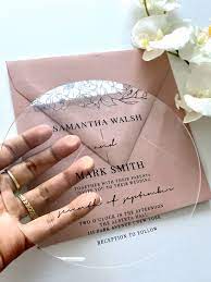 Round Acrylic Wedding Invitation Modern Clear Transparent In White Black Clear Acrylic Wedding Invitations Clear Wedding Invitations Modern Wedding Invitations