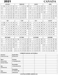 A calendar is based on 365 dates written month wise or day wise. 2021 Canada Holiday Calendar Free Printable Calendar Com