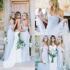 Amsale 2017 Gorgeous Draped Sky Blue Off Shoulder Beach Boho Long Bridesmaid Dresses Bohemia Beach Bridesmaid Dresses Bridesmaid Gown Bohemian Bridesmaid Dress
