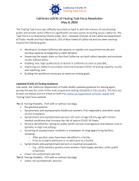 Corey egel | 916.440.7259 | cdphpress@cdph.ca.gov. Https Testing Covid19 Ca Gov Wp Content Uploads Sites 332 2020 05 Testing Task Force Newsletter May 8 Pdf