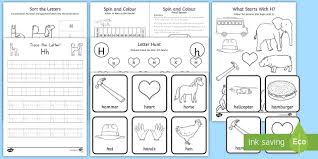 These books contain these words that begin with h: Letter H Activity Pack