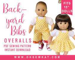 Free doll clothes patterns for 15 inch dolls. Make Baby Doll Clothes With The Backyard Bibs Sewing Pattern For Bitty Baby And Twins Oh Sew Kat