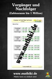 Vorganger Und Nachfolger Bis 1 Million Klasse 4 Matheaufgaben Mathe Zahlenbereich