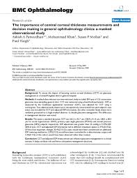 Pdf The Importance Of Central Corneal Thickness