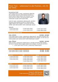 Vorlage Lebenslauf Mit Profil In Tabellarischer Form Orange Cv Bewerbung