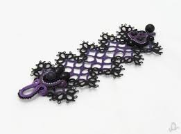 и вот мне приснилось что сердце мое не болит Soutache And Tatting Black And Purple Cuff Bracelet Unique Gothic Bracelet Ooak Cuff Bracelet Soutache Pulseras Joyeria