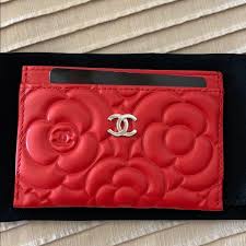 Brand New Chanel Camellia Embossed Card Case Red Chanel Camellia Chanel Chanel Bag