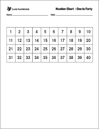 Printable Number Chart 1 40 Number Chart Printable