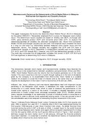 Performance analysis, data should be therefore widely available. Pdf Macroeconomic Factors As The Determinants Of Stock Market Return In Malaysia Multivariate Cointegration And Causality Analysis Zarul Azhar Nasir Academia Edu