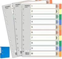MAKINGTEC A4 Index Paper, 1 to 10 Tab Dividers, Extra Wide File Dividers,  Dividers for 2/3/4 Ring Binders, Multi-Coloured 11 Holes Inserts 1-10 ...