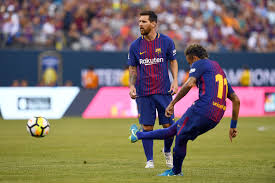 Lionel messi (r) of fc barcelona celebrates with his teammate neymar santos jr (l) after scoring the opening goal during the la liga match between fc barcelona and rc celta de vigo at camp nou stadium on march 4, 2017 in barcelona, spain. The Only Player Better Than Neymar According To Former Barcelona President Psg Talk