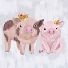 Harriet Bee Devia Sweet Baby Pigs 2 Canvas Art In 2021 Kids Canvas Art Pig Illustration Baby Pigs