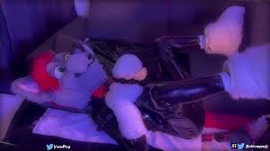 Latex puppy in Fursuit gets used on the sofa very hard ( XL Toys and  Fisting) - Double Pov