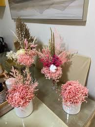 Artificial flowers artificial silk flower arrangements flowers dried flowers hibiscus flower arrangements silver vase black and white flowers silk pink lily dried flower arrangement. Dried Flowers Arrangement In Pink Accent With Vase Furniture Home Living Home Decor Artificial Plants Flowers On Carousell