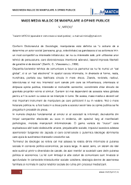 Discursul stiintific al lui lippmann este marcat in primul rand de preocuparile sale publice si nu in ultimul rand de viata si evenimentele istorice. Pdf Mass Media Mijloc De Manipulare A Opiniei Publice Mass Media Mijloc De Manipulare A Opiniei Publice Gabriel Argeseanu Academia Edu
