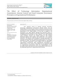 Pdf hubungan lingkungan kerja disiplin kerja dan. Pdf The Effect Of Information Technology Organizational Commitment Internal Control And Good Corporate Governance Principles On Organizational Performance