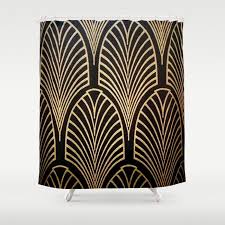 Black And Gold Art Deco Curtains Stop Neglecting Bathroom Decor Our Designer Shower Curtains Bring A Fresh New Feel To An Overlooked In 2020 Shower Curtain Art Designer Shower Curtains Gold Art Deco