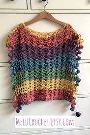 Child Size Summer Bobble Pom Pom Poncho By Melu Crochet Us
