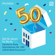 Deutsche bank 55504 bad kreuznach blz: Deutsche Bank Ag Seit 50 Jahren Fursieda 1971 Eroffnete Die Deutsche Bank Die Filiale Bad Kreuznach Seitdem Sind Unsere Beraterinnen Und Berater Fur Sie Vor Ort Und Unterstutzen Bei All