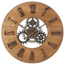 Horloge A Rouages En Sapin Et Metal Noir D89 Scott Maisons Du Monde