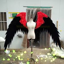 Black Angel Wings Costume Black And Red Feather Angel Wings Cosplay Show Stage Game Superhero Costume Wings Costume Diy Super Hero Costumes Angel Wings Costume