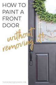 Remove knobs, plates and locks or block off with painter's note: How To Paint A Front Door Without Removing It Three Coats Of Charm