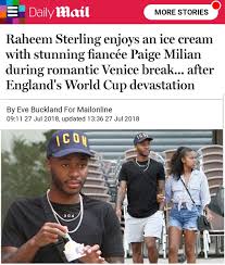 4 why did raheem sterling arrest for? Daily Mail U K On Twitter Raheem Sterling Enjoys An Ice Cream With Stunning Fiancee Paige Milian During Romantic Venice Break Https T Co Russv7kraq