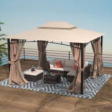 Our gazebos are made from either wood or vinyl. Amarantos Patio Gazebo With Mosquito Netting Outdoor Gazbeo Canopy 10x12 Backyard Double Roof Vented Overstock 32033150