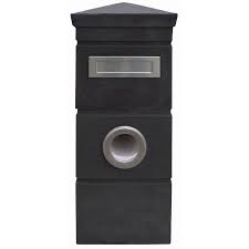 Elite 890mm Charcoal Kingston Stone Pillar Letterbox Stone Pillars Letter Box Front Yard Design