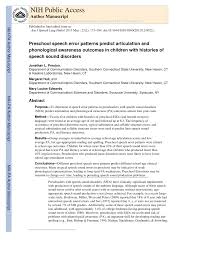 Pdf Preschool Speech Error Patterns Predict Articulation