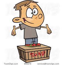 Cartoon White Boy Standing On A Soapbox 66979 By Ron Leishman