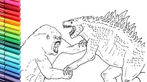 You can now print this beautiful king kong vs godzilla 1962 movie coloring page or color online for free. Drawing And Coloring King Kong Vs Godzilla How To Draw Giant Monster Battle Youtube