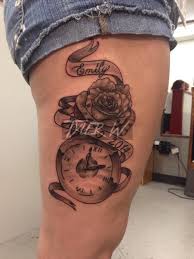 37 roses tattoos black and white. Tylertattoos Time Piece Tattoo Timepiece Rose Custom Black And Grey
