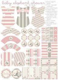 Diy Pdf Printable Baby Girl Baby Shower Party By Luxepartysupply 16 99 Baby Shower Printables Elephant Shower Pink Elephants Baby Shower