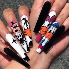 ¡qué fantásticas uñas decoradas con dibujos animados acabamos de ver! Unas Decoradas De Dibujos Animados Manicura De Unas Unas De Acrilico Largas Unas De Maquillaje