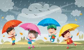 Children Playing Under The Rain Kids Playing Umbrella Cartoon Snowman Coloring Pages
