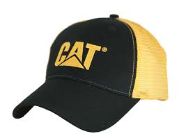 Black And Gold Hat Caterpillar Cat Black Gold Mesh Cap Gorras Sombreros Ropa