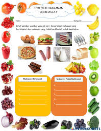 Makanan berkhasiat dan tidak berkhasiat. Latihan Jom Pilih Makanan Berkhasiat Worksheet