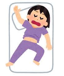 お腹を出して寝る人のイラスト（女性） | かわいいフリー素材集 いらすとや