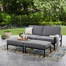 The daybed cover and shams flaunt a classic stitch pattern that creates a rich depth and texture on the face of the bedding set. Mainstays Moss Falls 3pc Outdoor Sofa Daybed Set Grey Black Walmart Com Walmart Com