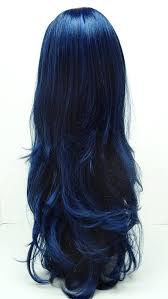 Black And Blue Wig Long 26 Inch Wavy Dark Midnight Blue Wig Anime By Paramountwigs Dark Blue Hair Midnight Blue Hair Wig Hairstyles