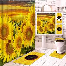 Personalise yours for unique items. Sunflower Bathroom Set Shower Curtain Non Slip Mats Home Carpet Pedestal Rug Toilet Seat Cover Bath Mats Buy At A Low Prices On Joom E Commerce Platform