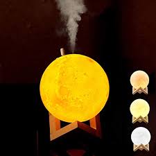 Amazon Com Full Moon Lamp Led Lunar Night Light 880ml Air Humidifier Diffuser Aroma Essential Oil Humidificador Night Cool Mist Purifier With Usb Charging Moonlight Gift With Wooden Holder 5 9 Inch Home Kitchen