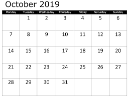 Printable October Blank 2019 Calendar Blank Calendar Template Calendar Template 2019 Calendar
