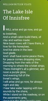 The Lake Isle Of Innisfree Poem By William Butler Yeats Poem Hunter Poems Yeats Poems Best Poems