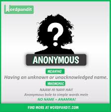 An anonymous letter to the editor; 300 Word Pandit Ideas Vocabulary Words Vocabulary English Vocabulary