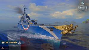 Length, 168.0 m x beam, 17.0 m x depth, 7.0 m 8869 tonnes normal displacement (8040 tonnes standard). World Of Warships Armada Bayard Steam News