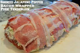 Smoked Jalapeno Popper Bacon Wrapped Pork Tenderloin This Recipe Is Amazing Especially I Smoked Food Recipes Bacon Wrapped Pork Tenderloin Bacon Wrapped Pork