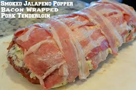Return to the traeger at 450 degrees and sear on all sides to crispen the bacon, then cook to desired doneness. Smoked Jalapeno Popper Bacon Wrapped Pork Tenderloin This Recipe Is Amazing Especially I Smoked Food Recipes Bacon Wrapped Pork Tenderloin Bacon Wrapped Pork